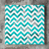 Wall art and Canvas artwork, Aqua & White Chevron, Dirty