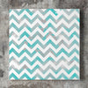 Wall art and Canvas artwork, Aqua & White Chevron, Smog