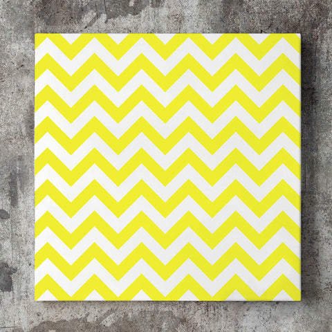 Wall art and Canvas artwork, Yellow & White Chevron, Clean