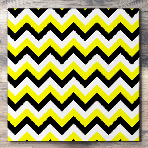 Wall art and Canvas artwork, Black, Yellow, and White Chevron, Clean