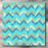Wall art and Canvas artwork, Caribbean Blue, Sky Blue, and Sand Chevron, Bleach