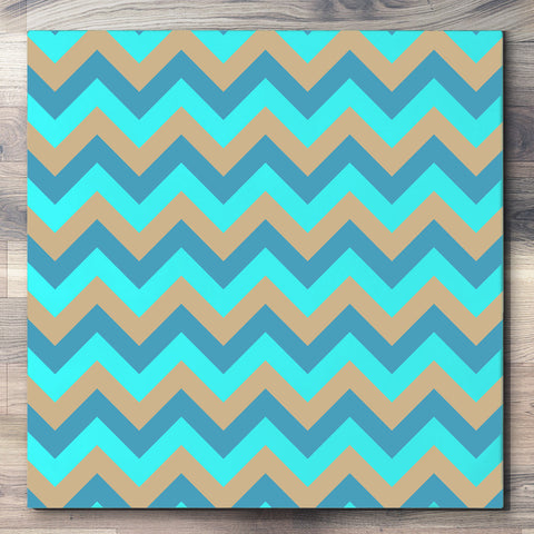Wall art and Canvas artwork, Caribbean Blue, Sky Blue, and Sand Chevron, Clean