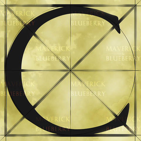 Canvas artwork monogram wall art letter C beige & black