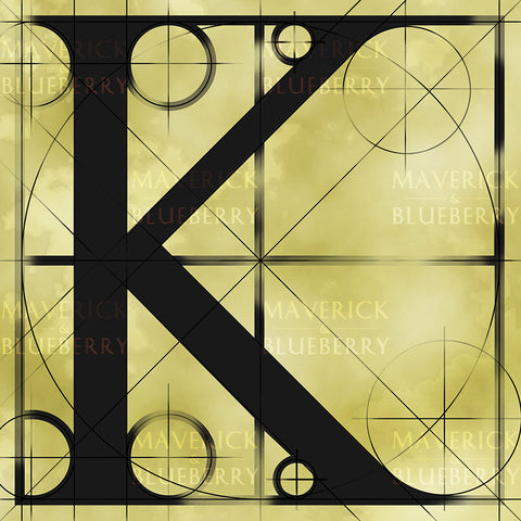 Canvas artwork monogram wall art letter K beige & black