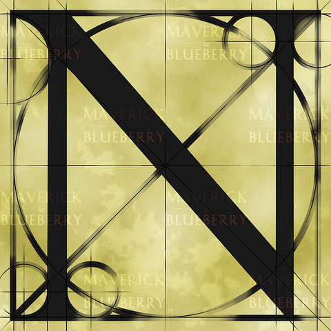 Canvas artwork monogram wall art letter N beige & black