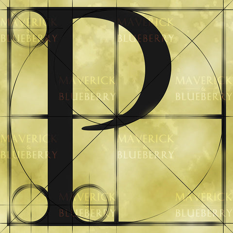 Canvas artwork monogram wall art letter P beige & black