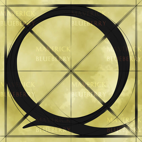 Canvas artwork monogram wall art letter Q beige & black