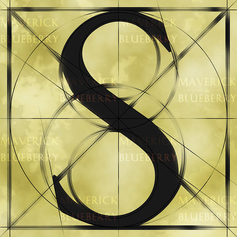 Canvas artwork monogram wall art letter S beige & black