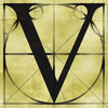Canvas artwork monogram wall art letter V beige & black