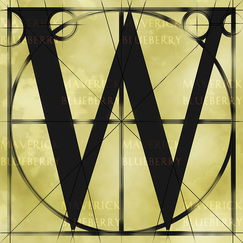 Canvas artwork monogram wall art letter W beige & black