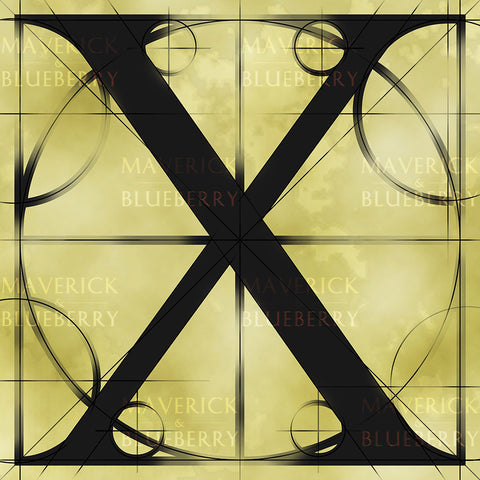 Canvas artwork monogram wall art letter X beige & black