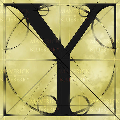 Canvas artwork monogram wall art letter Y beige & black