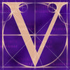 Canvas artwork monogram wall art letter V purple