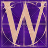 Canvas artwork monogram wall art letter W purple