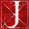 Canvas artwork monogram wall art letter J red & white