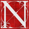 Canvas artwork monogram wall art letter N red & white