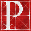 Canvas artwork monogram wall art letter P red & white