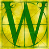 Canvas artwork monogram wall art letter W yellow & green