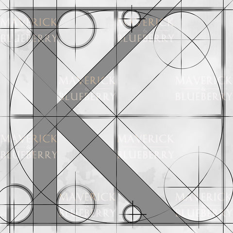 Canvas artwork monogram wall art letter K silver & gray