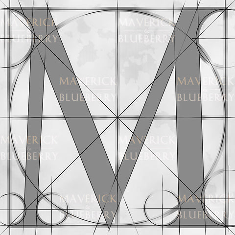 Canvas artwork monogram wall art letter M silver & gray