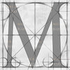 Canvas artwork monogram wall art letter M silver & gray