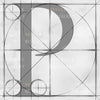 Canvas artwork monogram wall art letter P silver & gray