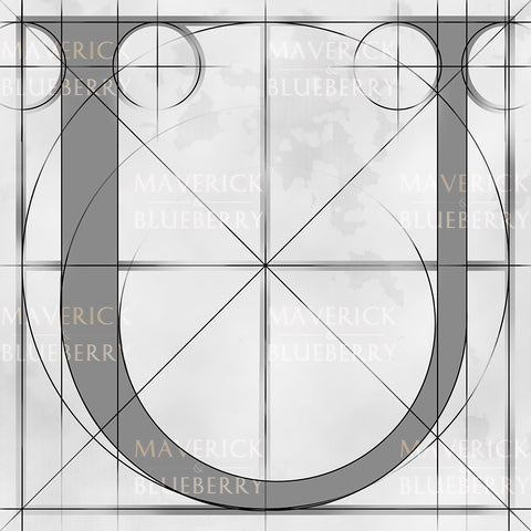 Canvas artwork monogram wall art letter U silver & gray