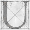 Canvas artwork monogram wall art letter U silver & gray