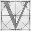 Canvas artwork monogram wall art letter V silver & gray
