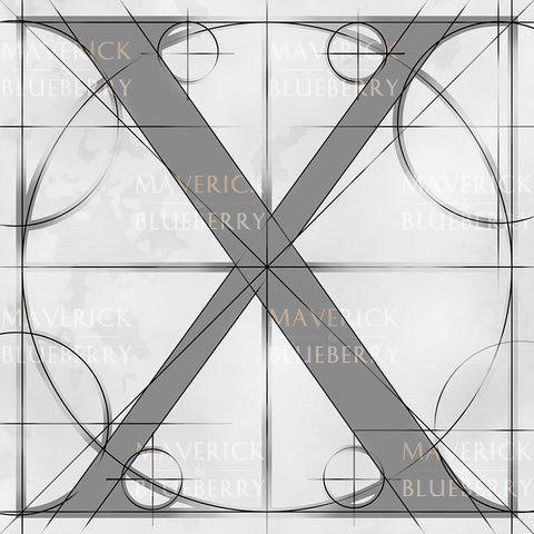 Canvas artwork monogram wall art letter X silver & gray