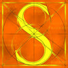 Canvas artwork monogram wall art letter S orange & white