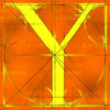 Canvas artwork monogram wall art letter Y orange & white