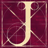 Canvas artwork monogram wall art letter J burgundy