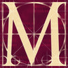 Canvas artwork monogram wall art letter M burgundy