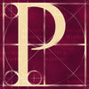 Canvas artwork monogram wall art letter P burgundy