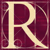 Canvas artwork monogram wall art letter R burgundy