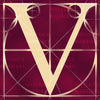 Canvas artwork monogram wall art letter V burgundy