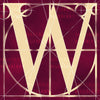 Canvas artwork monogram wall art letter W burgundy