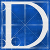 Canvas artwork monogram wall art letter D blue & white