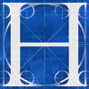 Canvas artwork monogram wall art letter H blue & white
