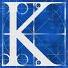 Canvas artwork monogram wall art letter K blue & white