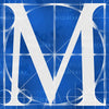 Canvas artwork monogram wall art letter M blue & white