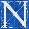 Canvas artwork monogram wall art letter N blue & white