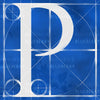 Canvas artwork monogram wall art letter P blue & white