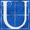 Canvas artwork monogram wall art letter U blue & white