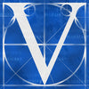 Canvas artwork monogram wall art letter V blue & white