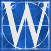 Canvas artwork monogram wall art letter W blue & white