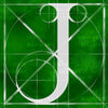 Canvas artwork monogram wall art letter J green & white