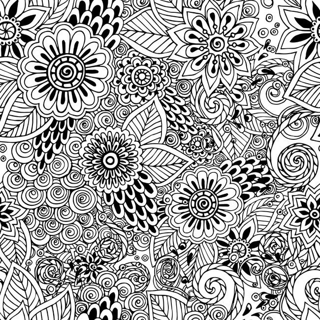 Autochrome : Flowers and Swirls V coloring canvas – Maverick & Blueberry