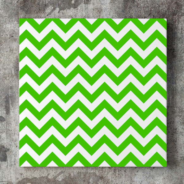 Wall art and Canvas artwork, Green & White Chevron, Clean